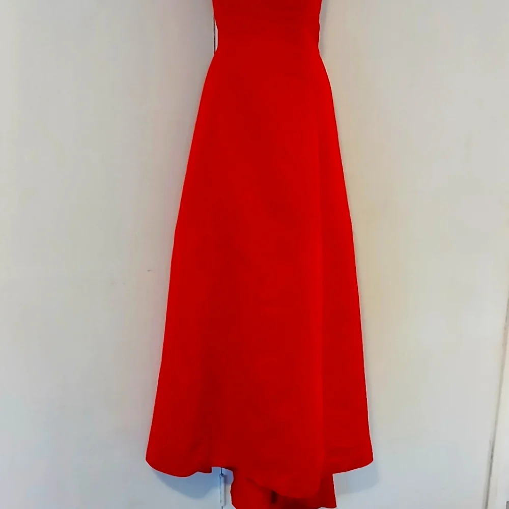 Morgan & Co Red Satin Strapless Long Gown Prom Size 9/10 - Picture 4 of 11